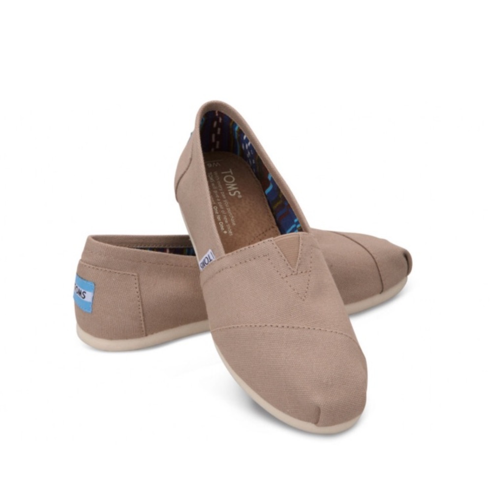 New Toms Canvas Slip-on Shoes Size 6- Khaki/Beige